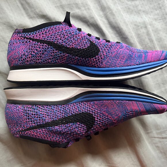 2016 NIKE FLYKNIT RACER GAME ROYAL PINK FLASH [526628-400] size 10 US - Picture 6 of 8